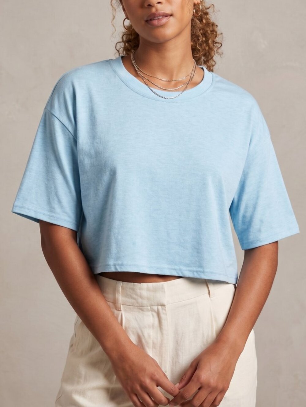 NWT | GNKVLER Light Blue Oversized Crew Neck Crop Top 2XL